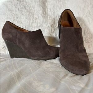 Grey Suede Wedge Booties